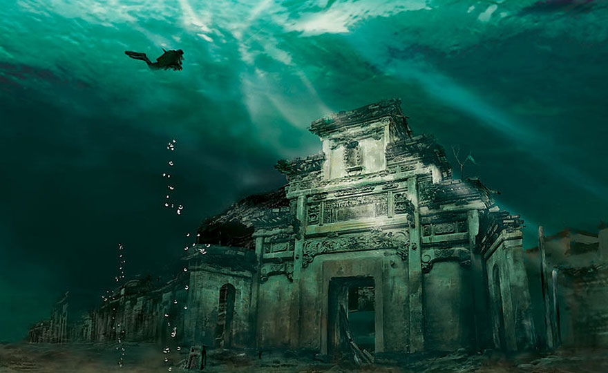 Oraș-sub-apă-Shicheng-China.