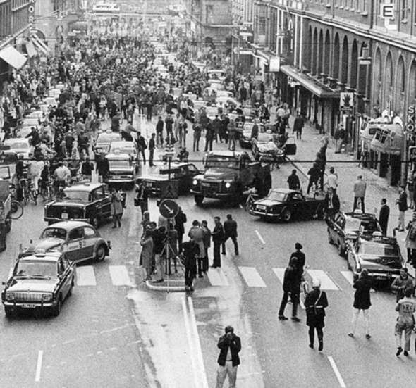 După ce Suedia a schimbat sensul de mers de pe partea stângă pe partea dreaptă, 1967